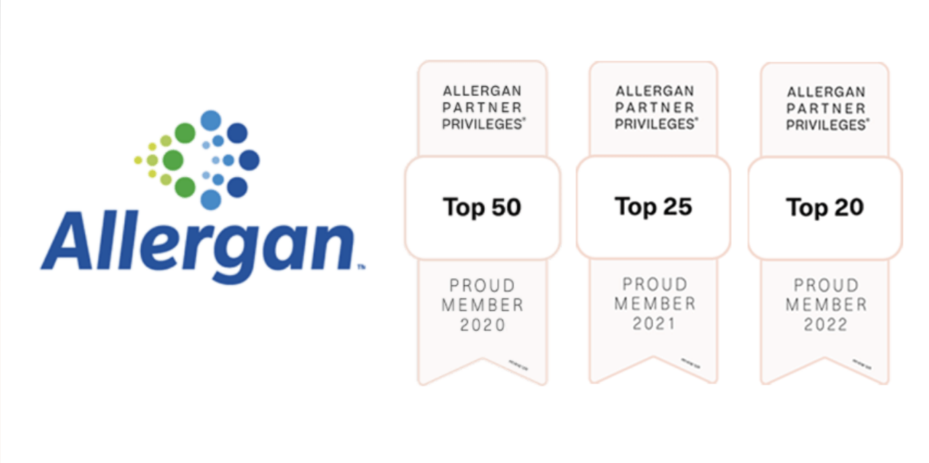 Allergan Logo, Top 50 and top 20 Allergan Partner Privilege Thumbnail