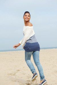 Woman running on the beach