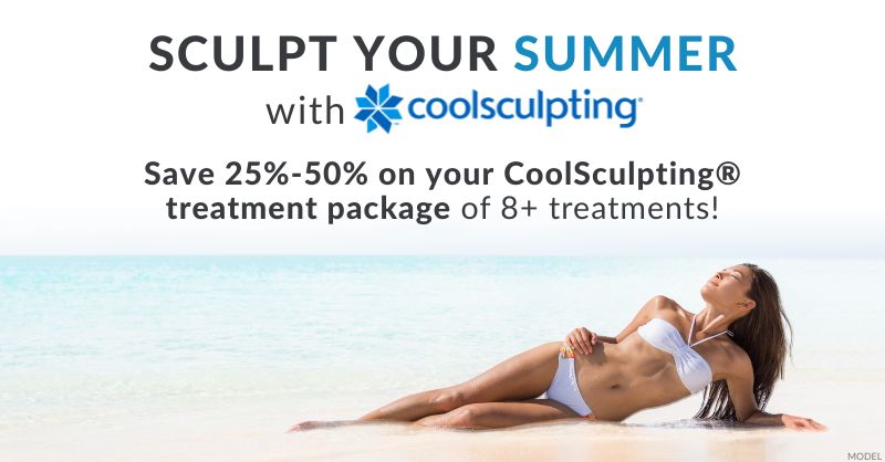 A woman on the beach (model) with text that reads "Sculpt Your Summer"